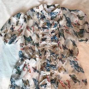 Beautiful Zara Butterfly Chiffon blouse. Size M